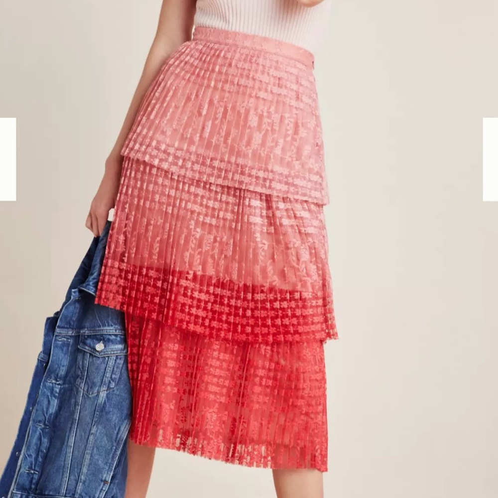 Anthropologie Brighton Tiered Midi Skirt
